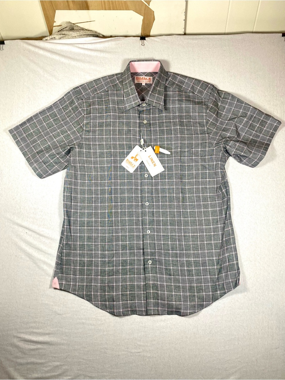 INSERCH Limited Edition Linen Blend Plaid Shirt Men’s L NWT